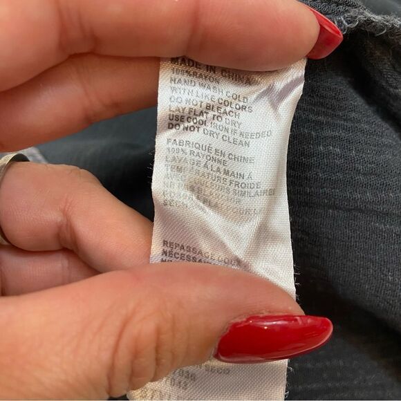 Paper Crane Black Grey Mineral Wash Boho Peasant Blouse Size Small - Picture 9 of 11